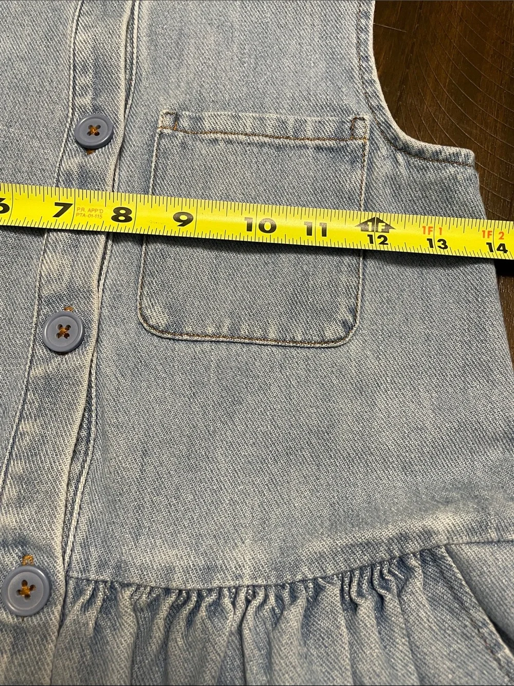 Mini Boden Girls Denim Button Front Dress Size 7-8Y Blue Cotton Pockets